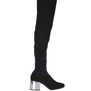 Metallic Heel Over The Knee Suede Boots